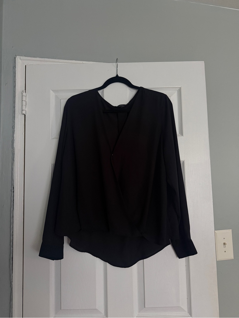 Forever 21 Black Wrap-Front Long Sleeve Blouse